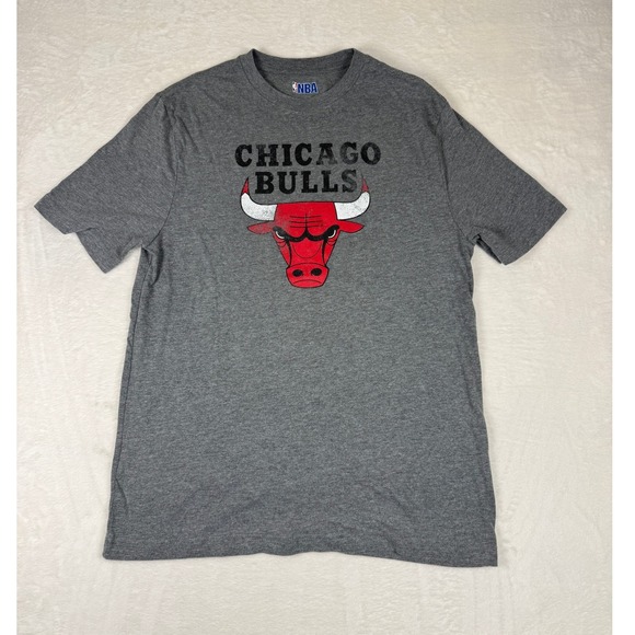 NBA Chicago Bulls T-Shirt Mens Gray Medium Graphic Short Sleeve Top - Picture 1 of 5